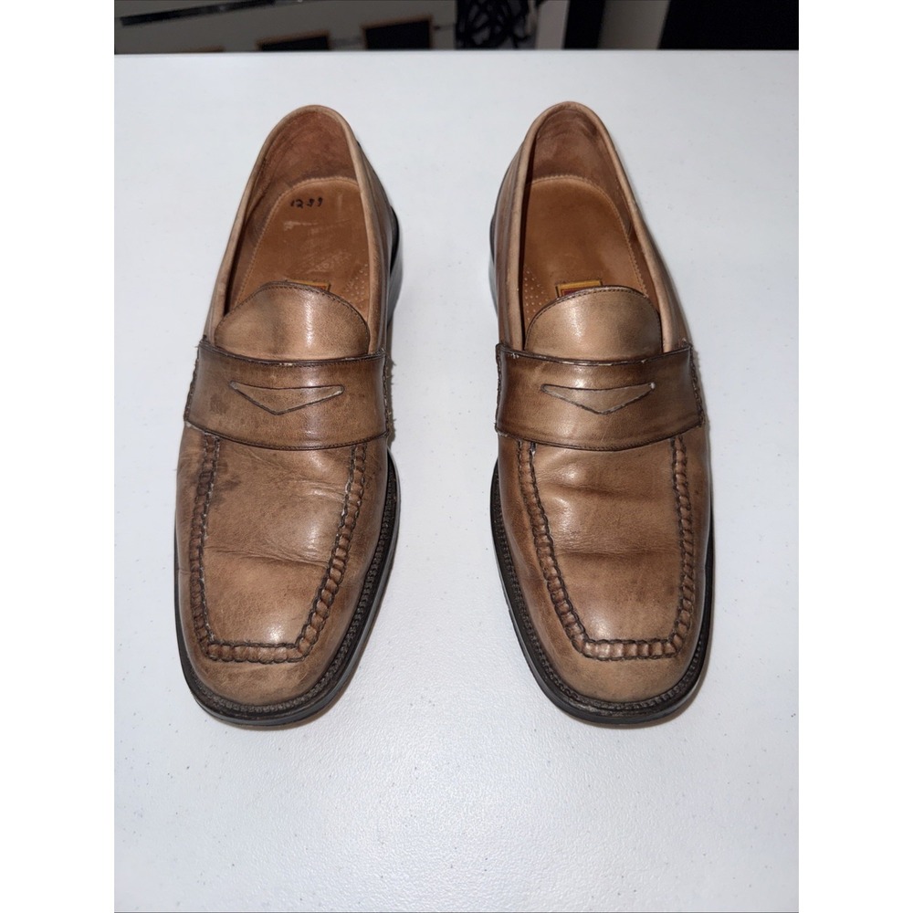 Cole Haan City Mens Tan Leather Penny Loafers Moc Toe Shoes Size 10 D
